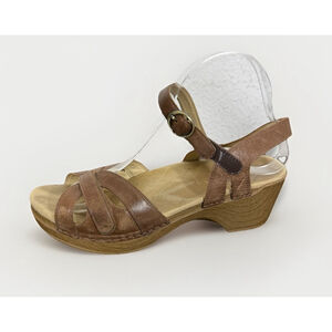 Dansko Season Wedge Sandals Women’s Size 39/ 8.5-9 Brown Boho Leather Platform